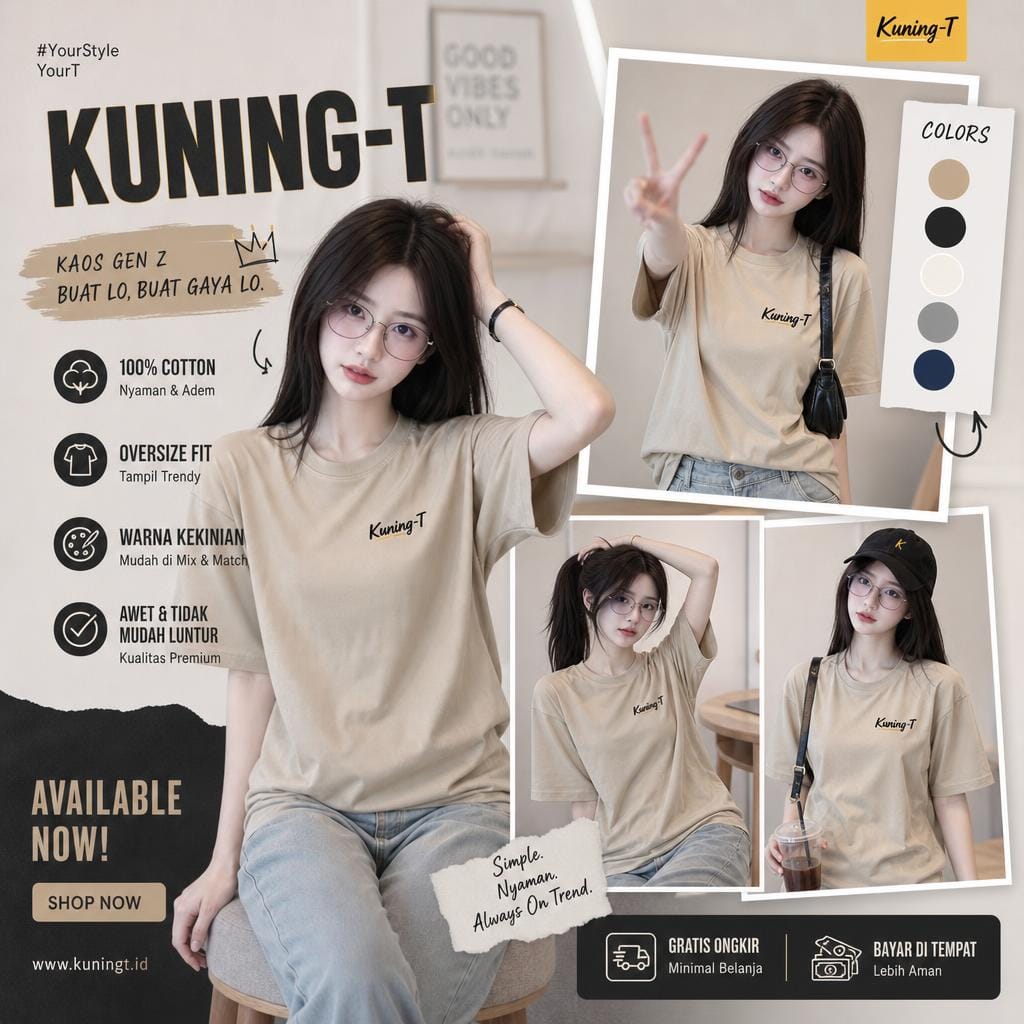 Kaos KUNING-T warna beige