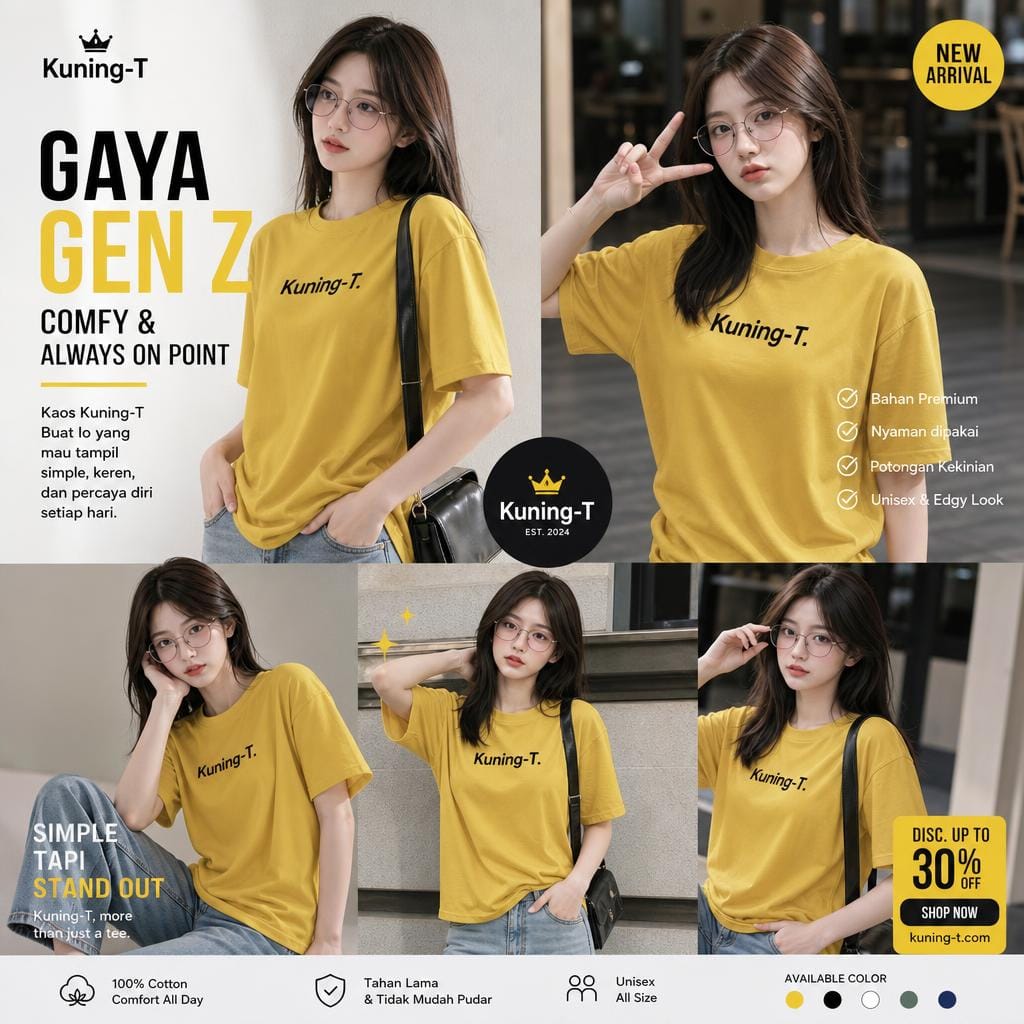 Kaos KUNING-T warna kuning signature