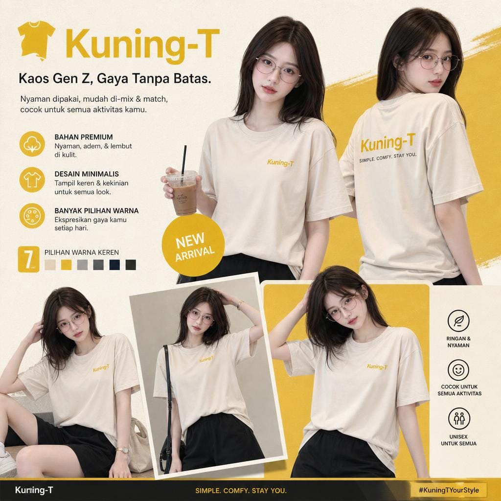 Kaos KUNING-T warna cream
